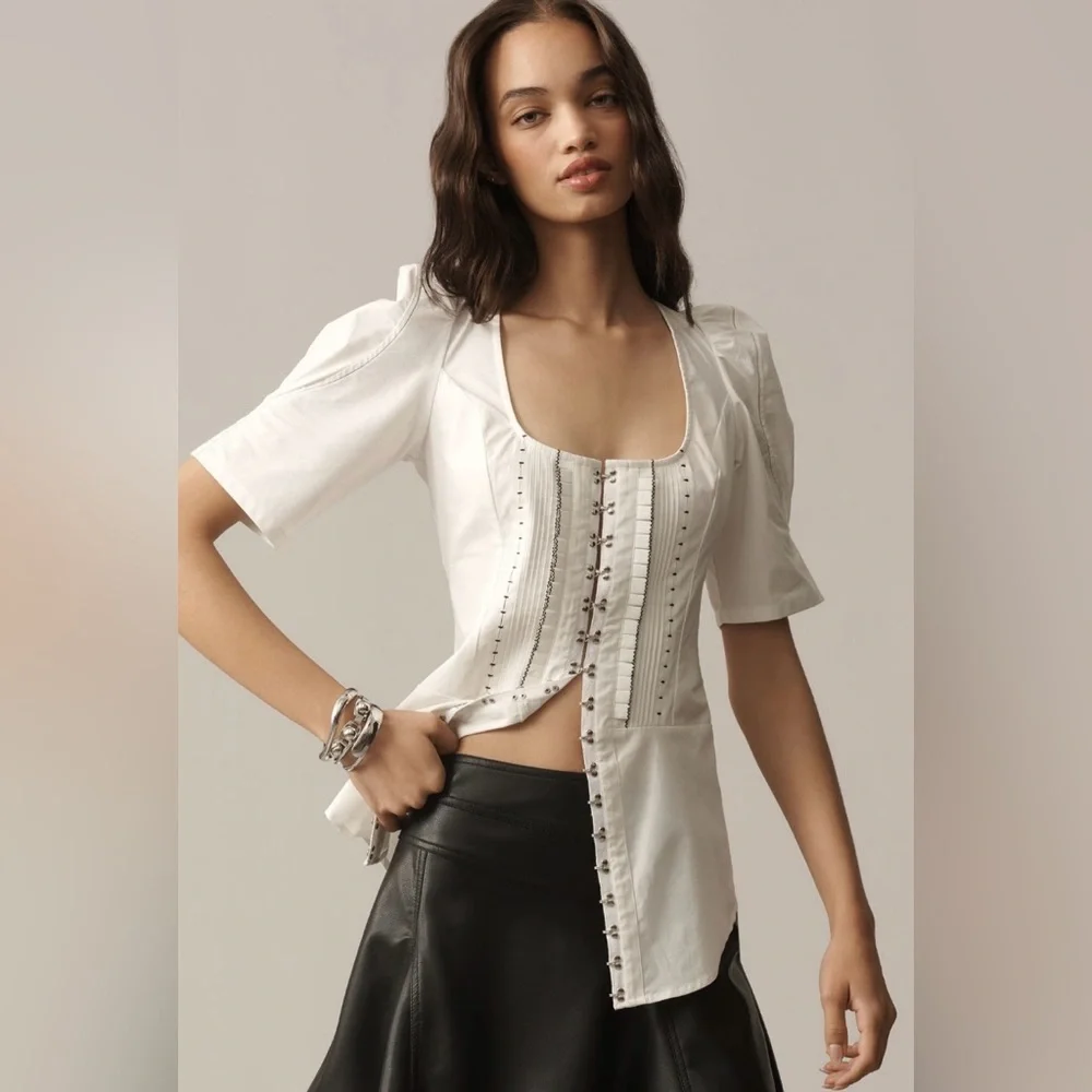 Anthropologie Puff-Sleeve Buster Blouse In: Ivory